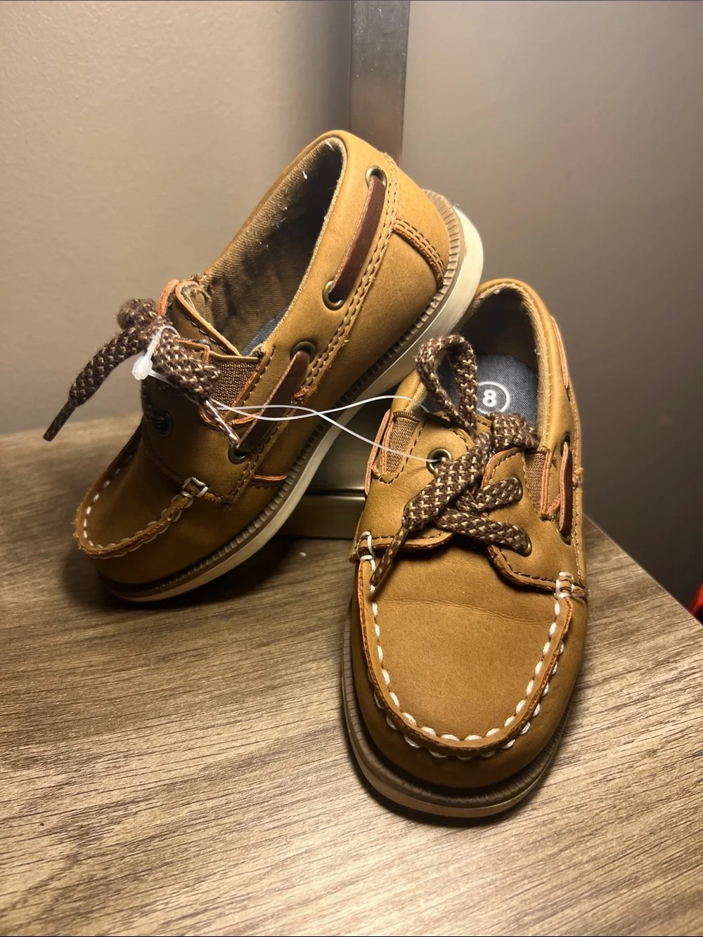 Cat & Jack Toddler Brown Moccasin Boat Shoes stock(38)